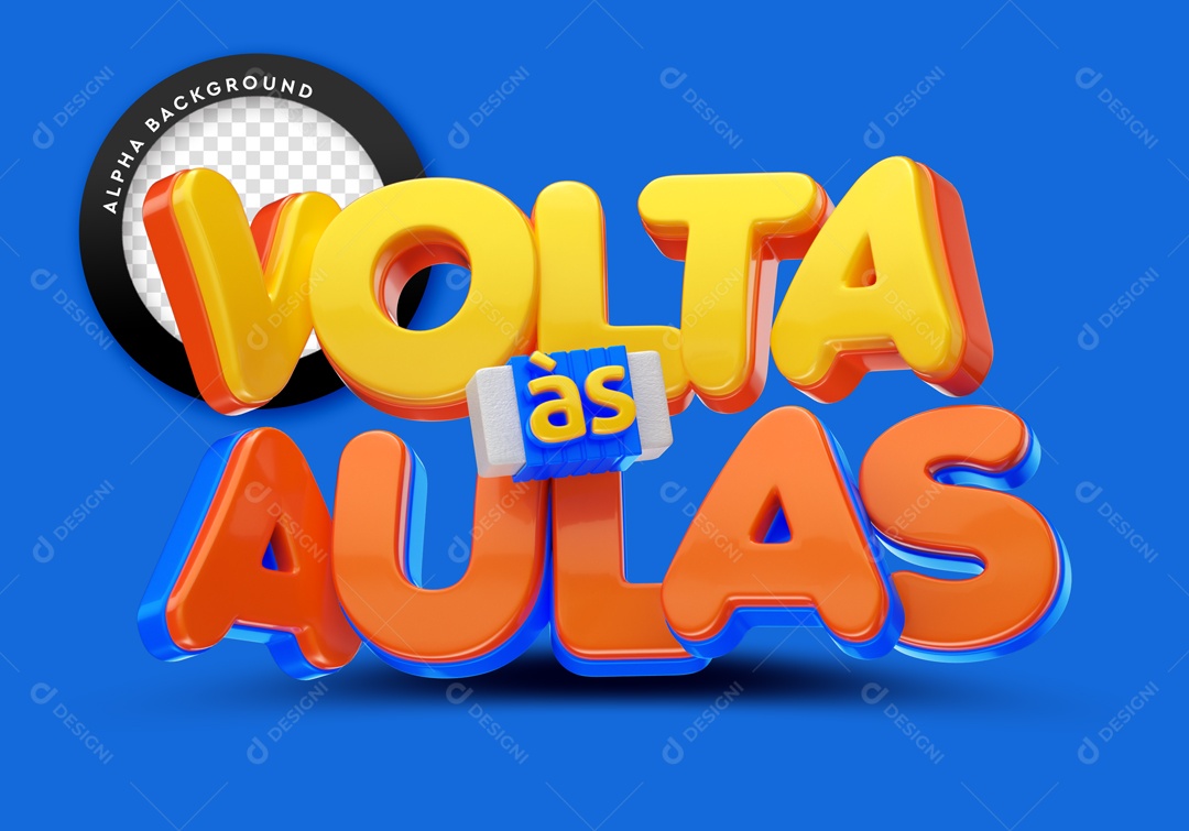 Texto 3D Volta às Aulas Para Composição PSD