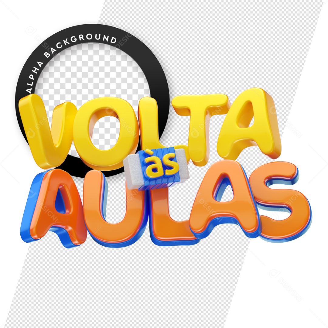 Texto 3D Volta às Aulas Para Composição PSD