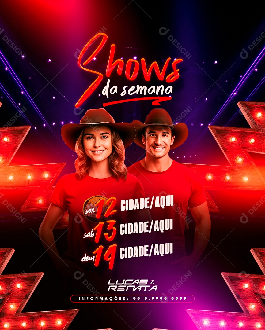 Flyer Shows da semana Lucas & Renata Social Media PSD Editável