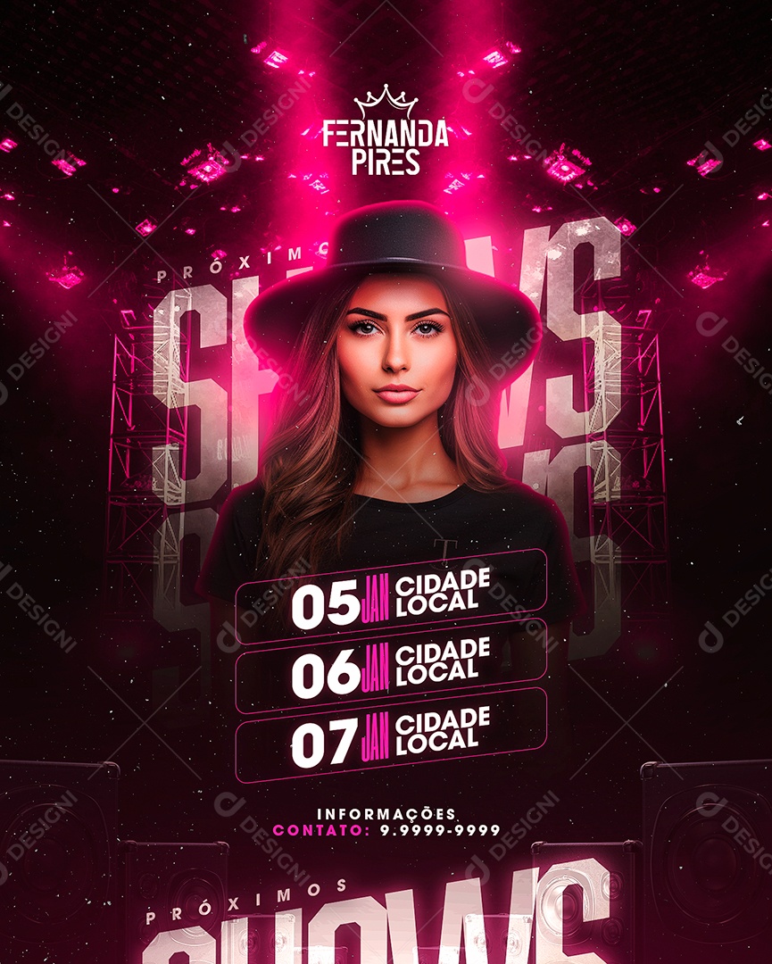 Flyer Fernanda Pires Próximos Shows Social Media PSD Editável