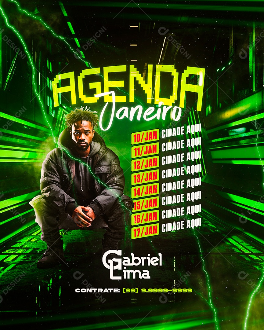 Flyer Agenda Janeiro Gabriel Lima Contrate Social Media PSD Editável