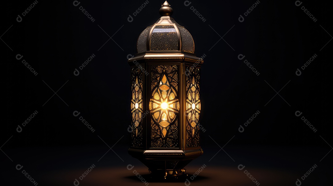 Lanterna islâmica em fundo escuro Ramadan Mubarak