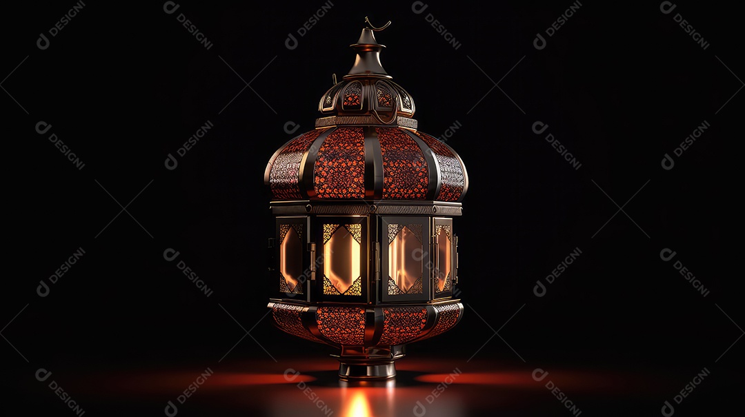 Lanterna islâmica em fundo escuro Ramadan Mubarak