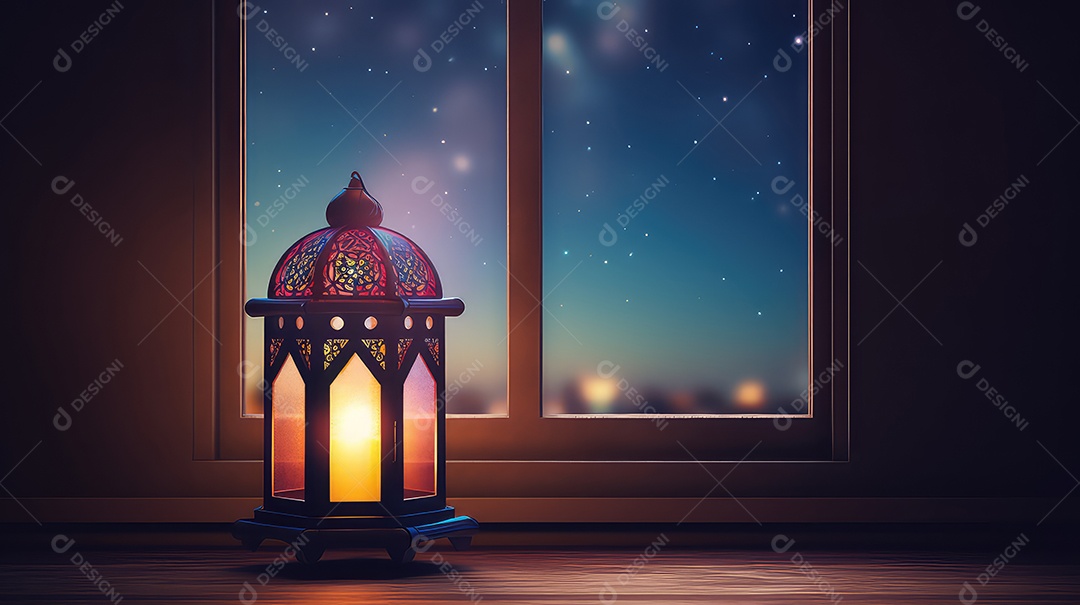 Lanterna de ramadã kareem e limão sobre fundo branco