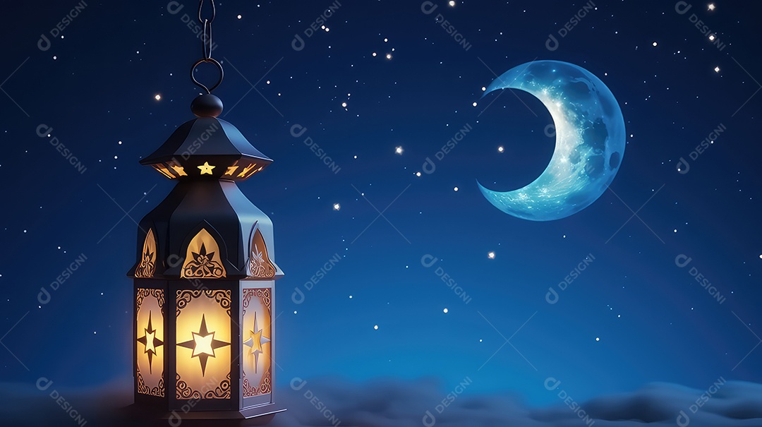 Ramadan Kareem lanterna do Ramadã com tâmaras