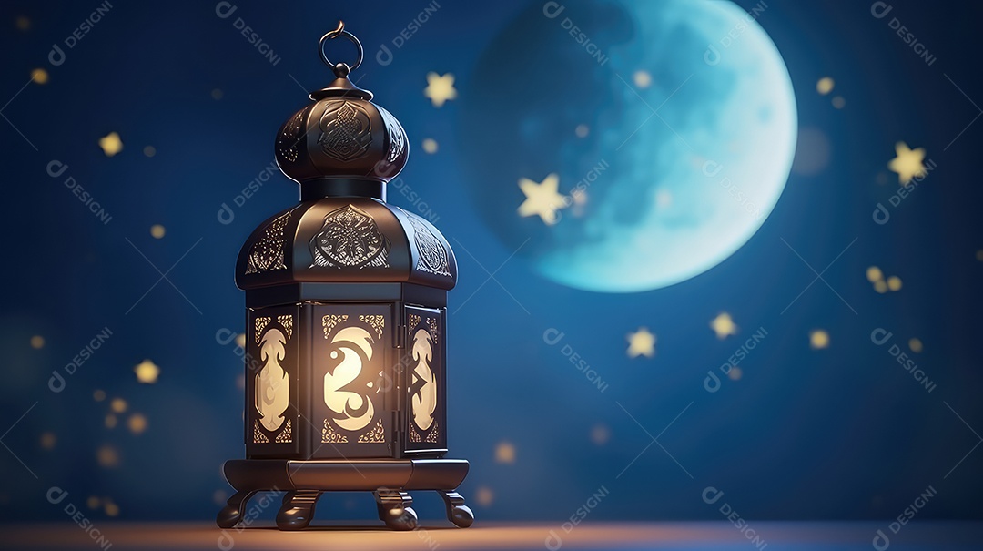 Ramadan Kareem lanterna do Ramadã com tâmaras