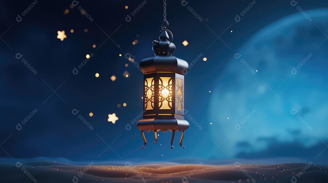 Ramadan Kareem lanterna do Ramadã com tâmaras