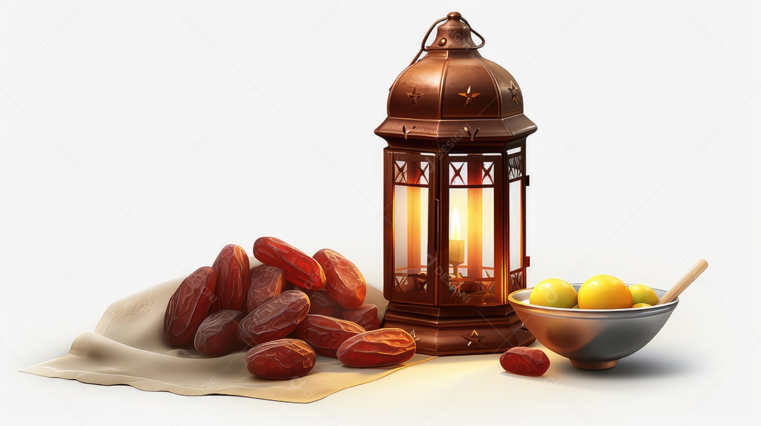 Ramadan Kareem lanterna do ramadã com tâmaras