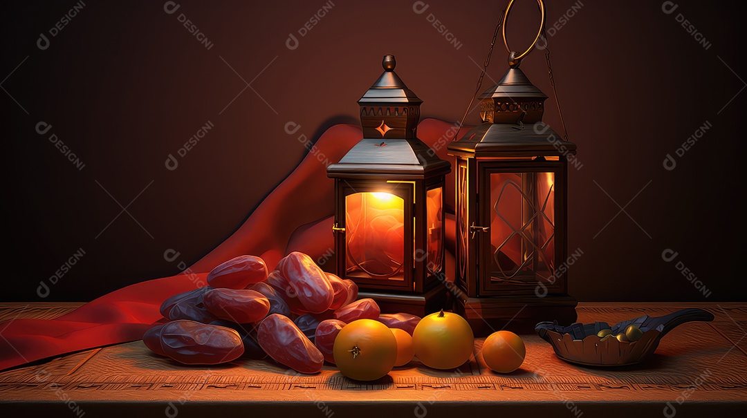 Ramadan Kareem lanterna do ramadã com tâmaras