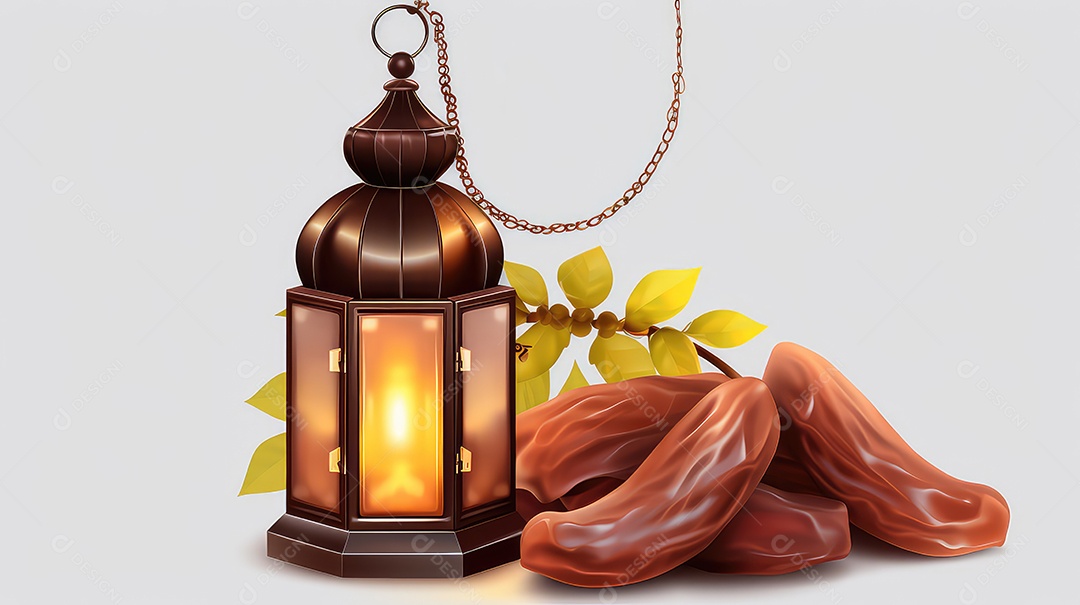 Ramadan Kareem lanterna do ramadã com tâmaras