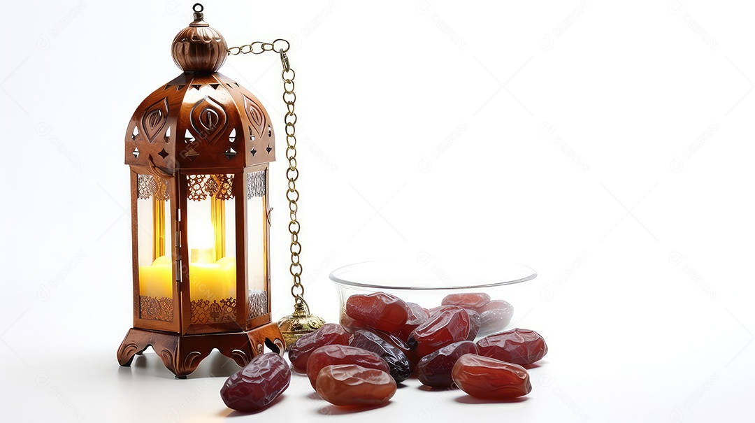 Lanterna Ramadan Kareem em fundo branco
