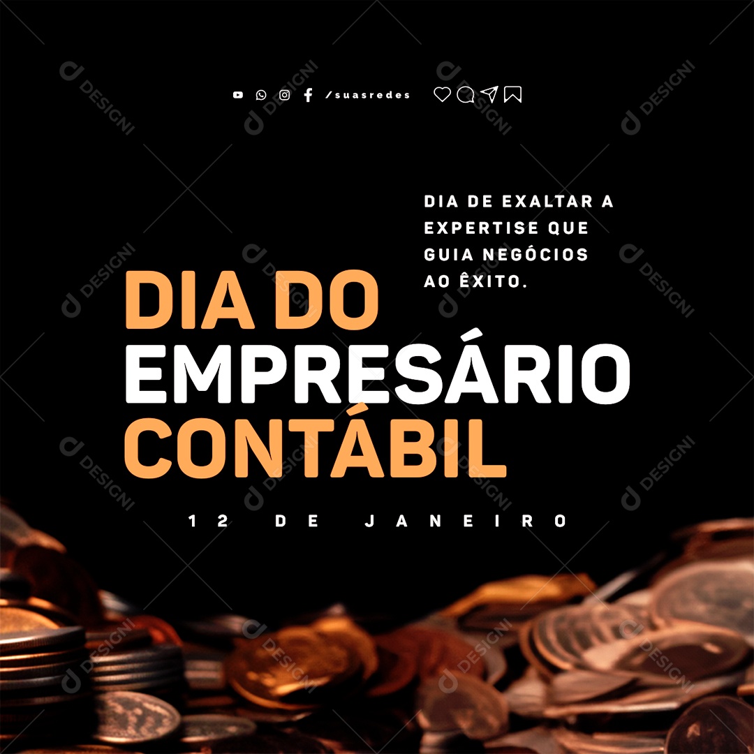 Dia do Empresário Contábil 12 De Janeiro Dia de Exaltar a Expertise que Guias Negócios ao êxito Social Media PSD Editável