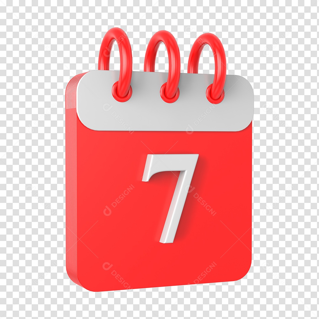 Calendário 7 Elemento 3D para Composição PSD