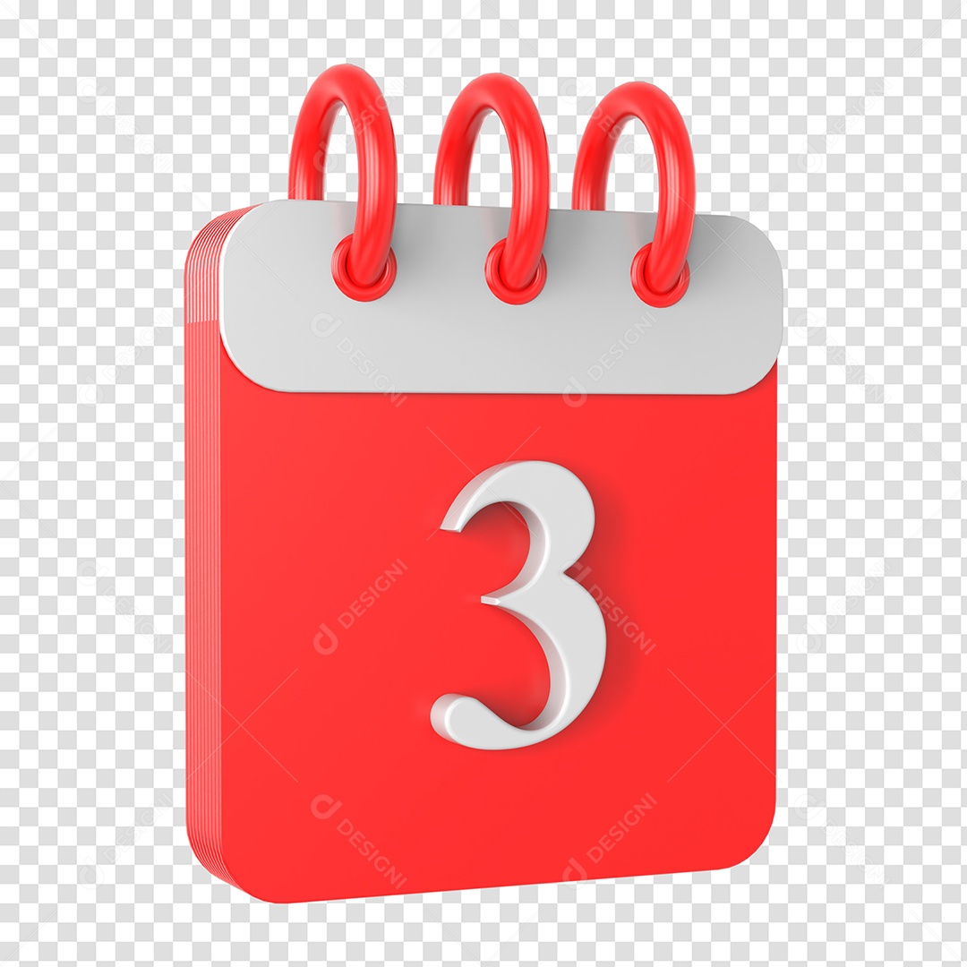 Calendário 3 Elemento 3D para Composição PSD