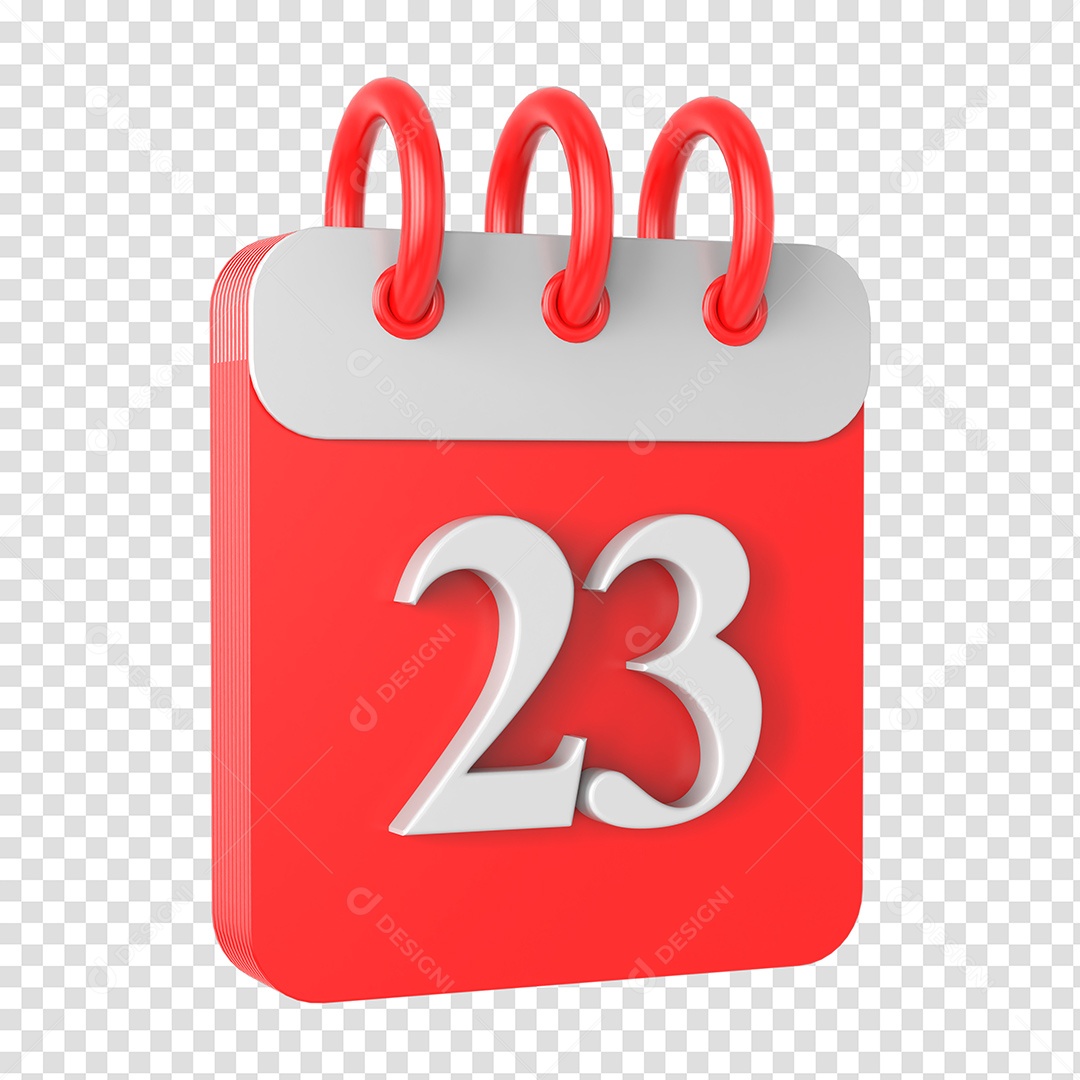 Calendário 23 Elemento 3D para Composição PSD