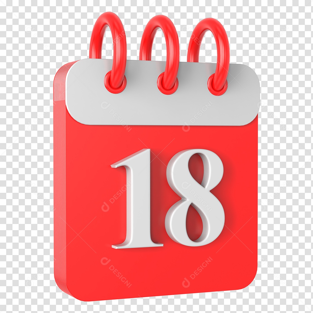 Calendário 18 Elemento 3D para Composição PSD