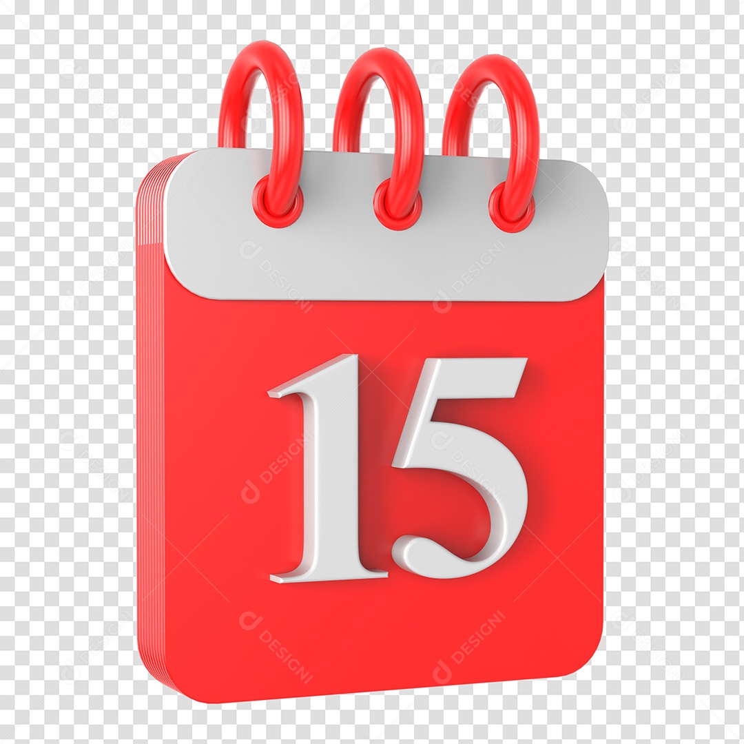 Calendário 15 Vermelho Branco Elementos Composição PSD