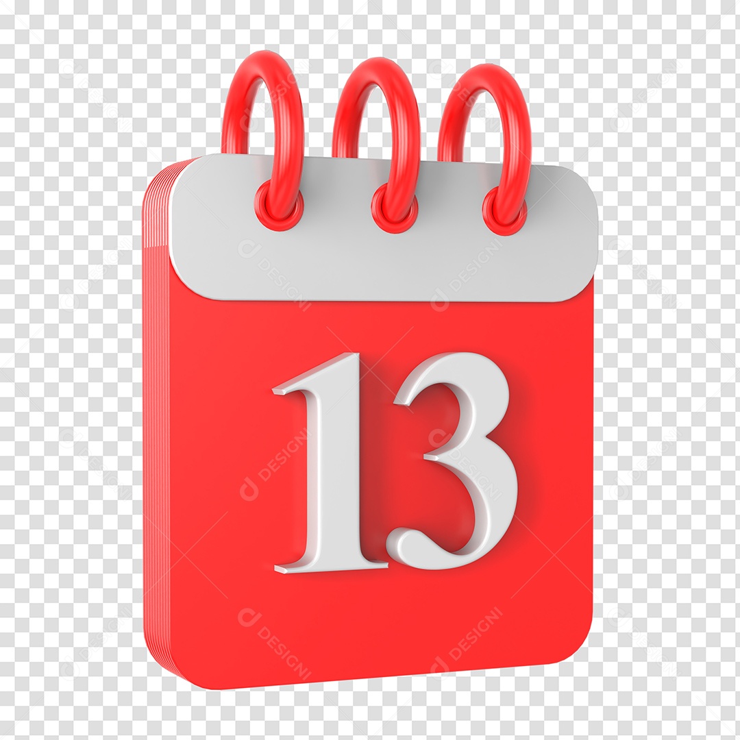 Calendário 13 Elemento 3D para Composição PSD