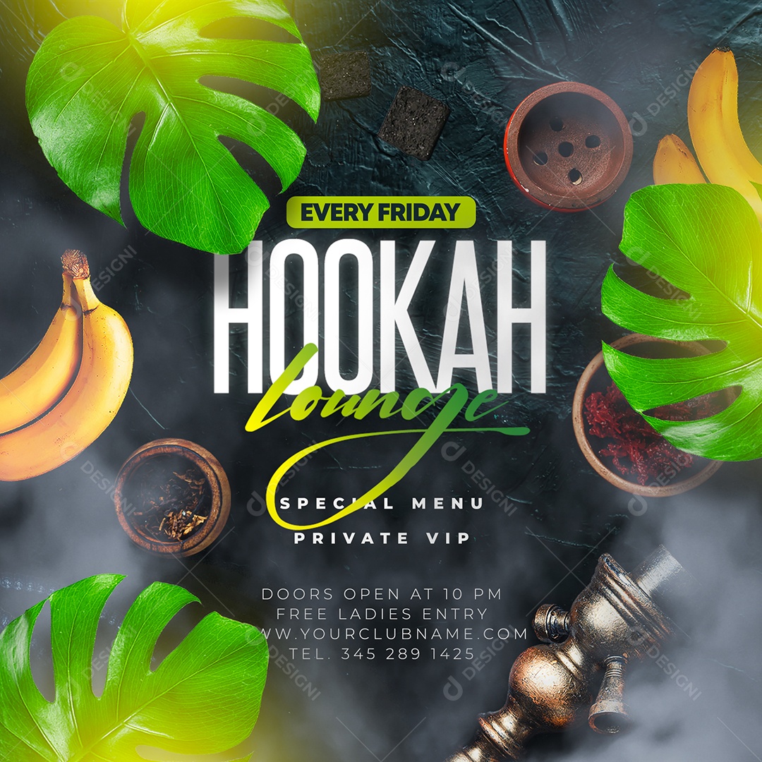 Social Media Hookah Lounge PSD Editável