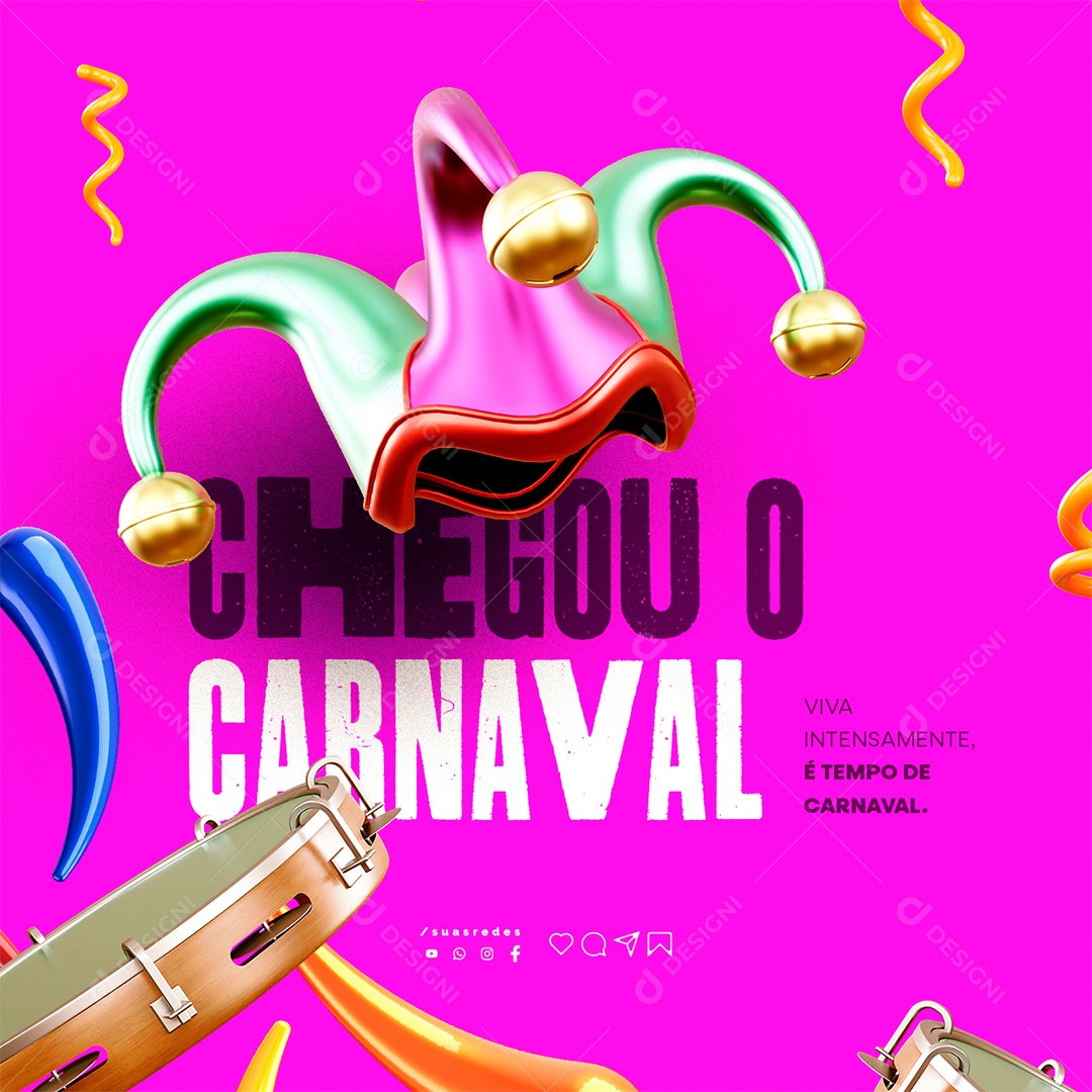 Chegou O Carnaval Viva Intensamente É Tempo De Carnaval Social Media PSD Editável