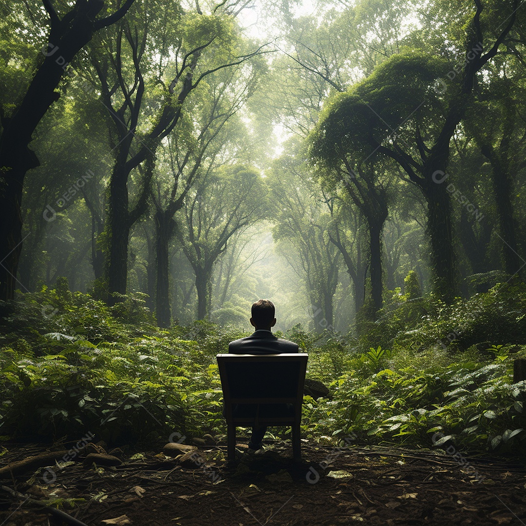Um homem sentado em um parque esperando por alguém
