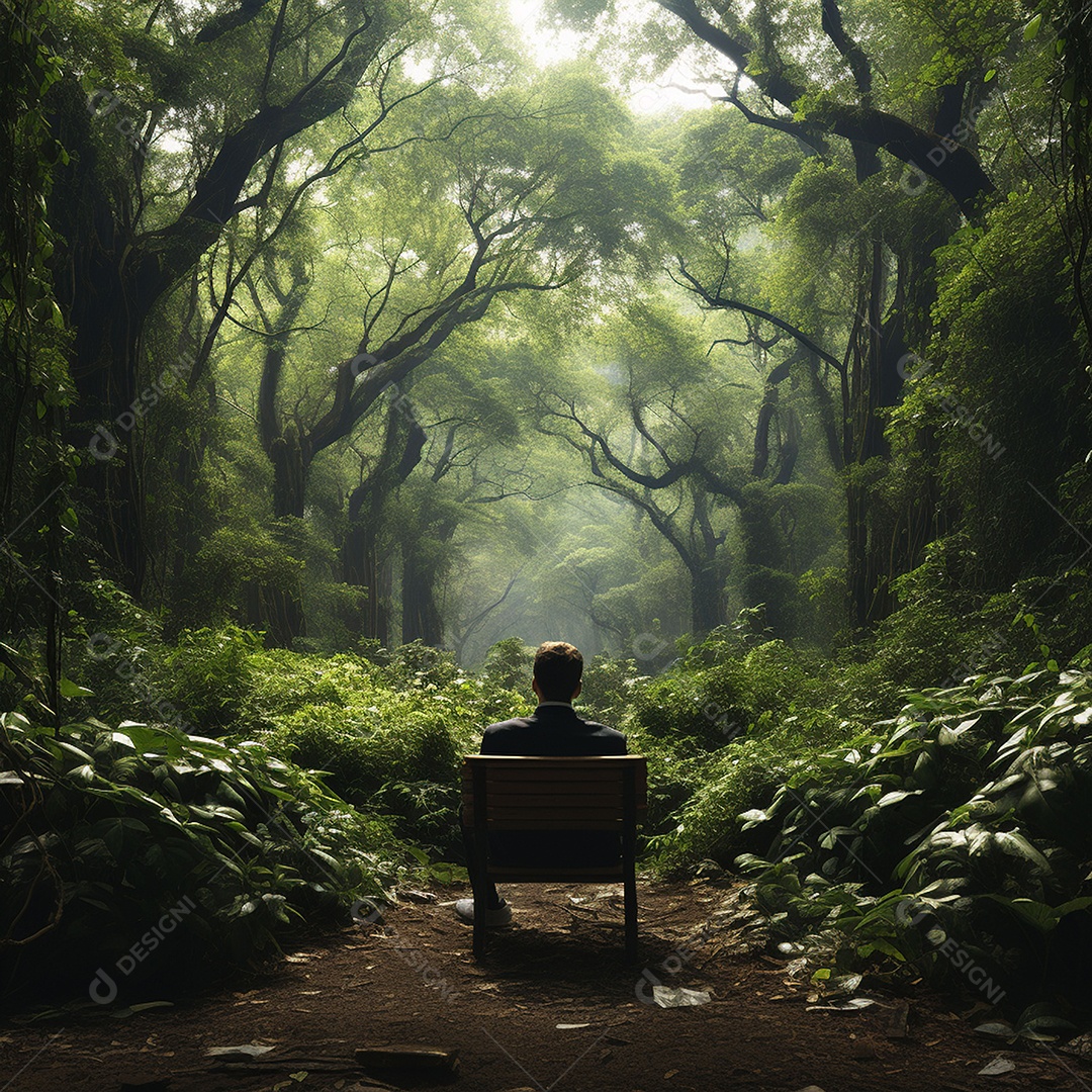 Um homem sentado em um parque esperando por alguém