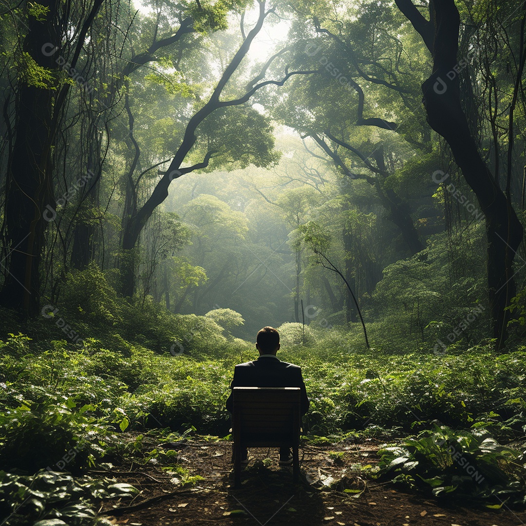 Um homem sentado em um parque esperando por alguém