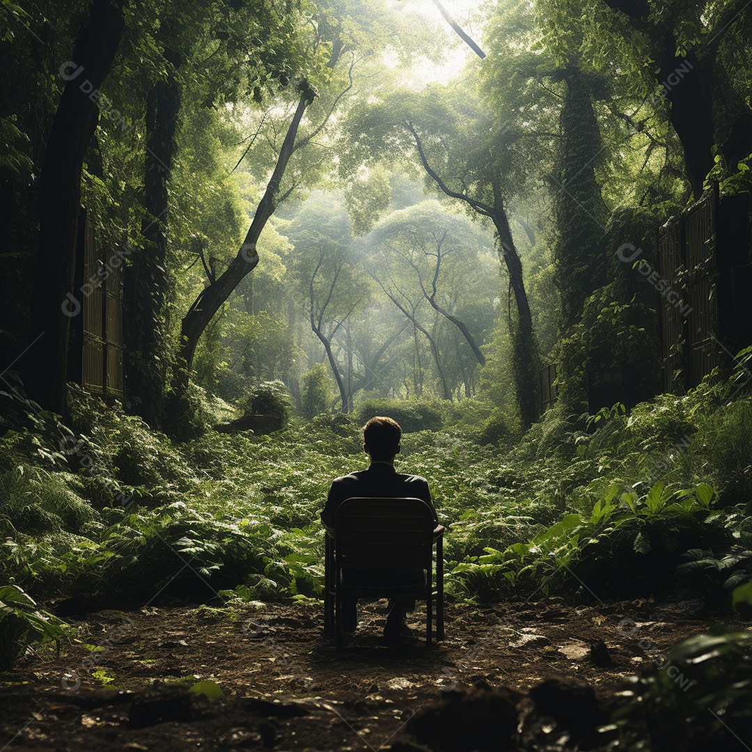 Um homem sentado em um parque esperando por alguém