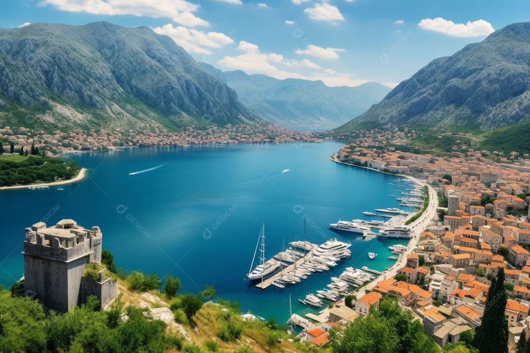Vista da cidade à beira-mar