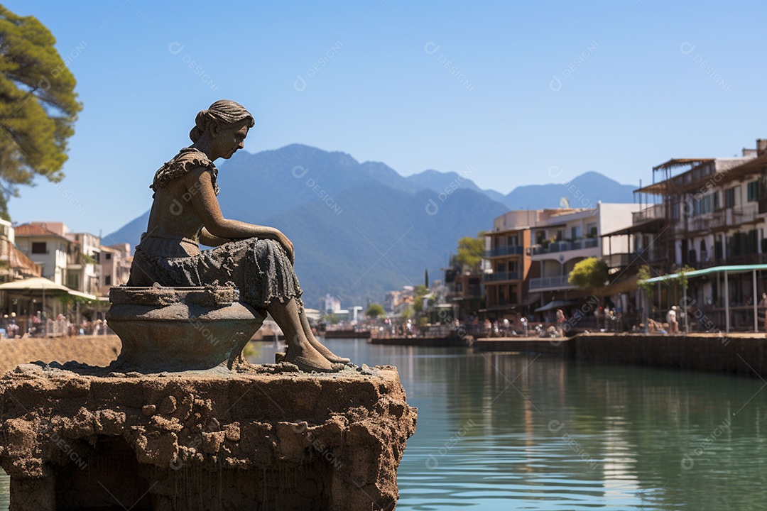 Linda escultura de uma mulher