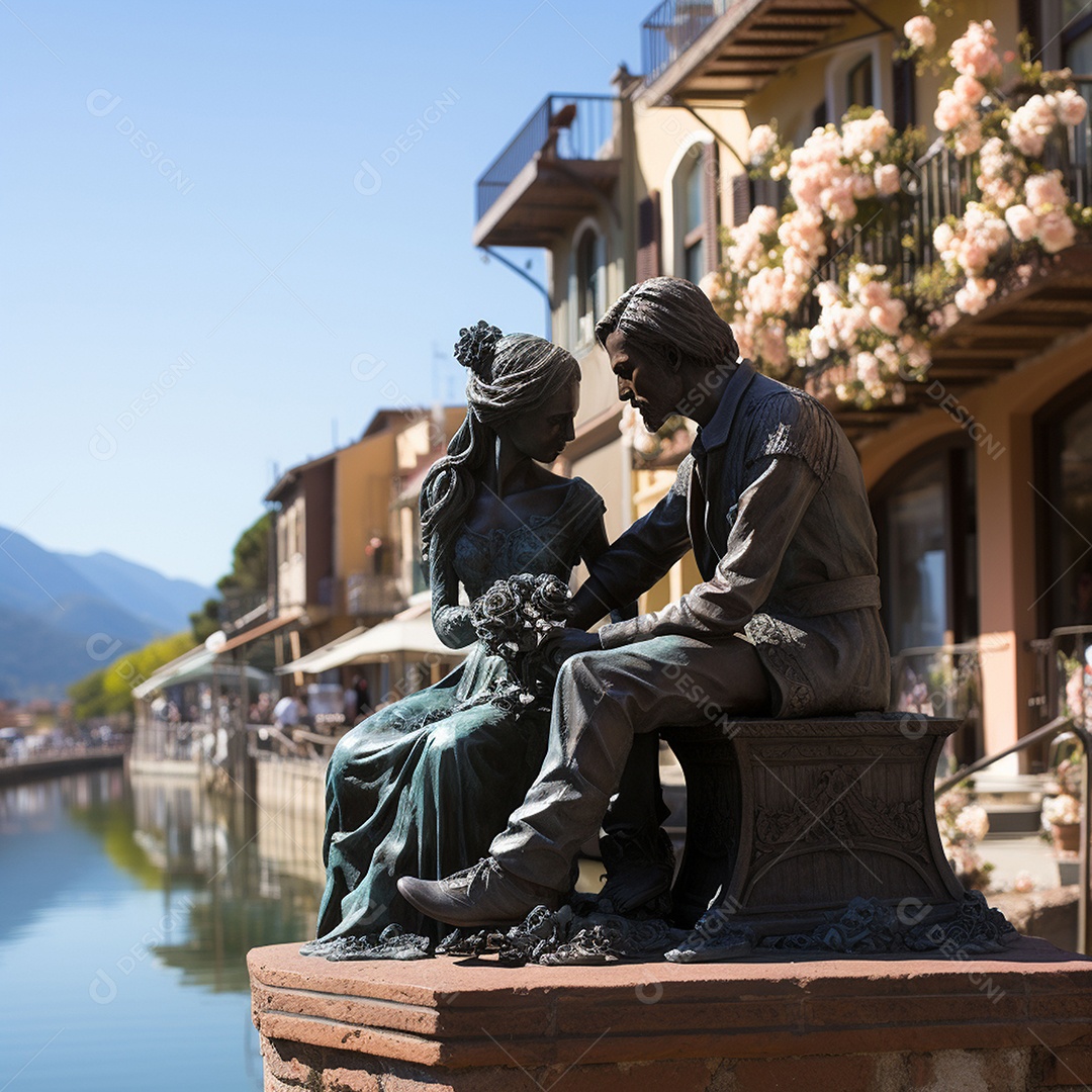 Lindas escultura de um homem e uma mulher