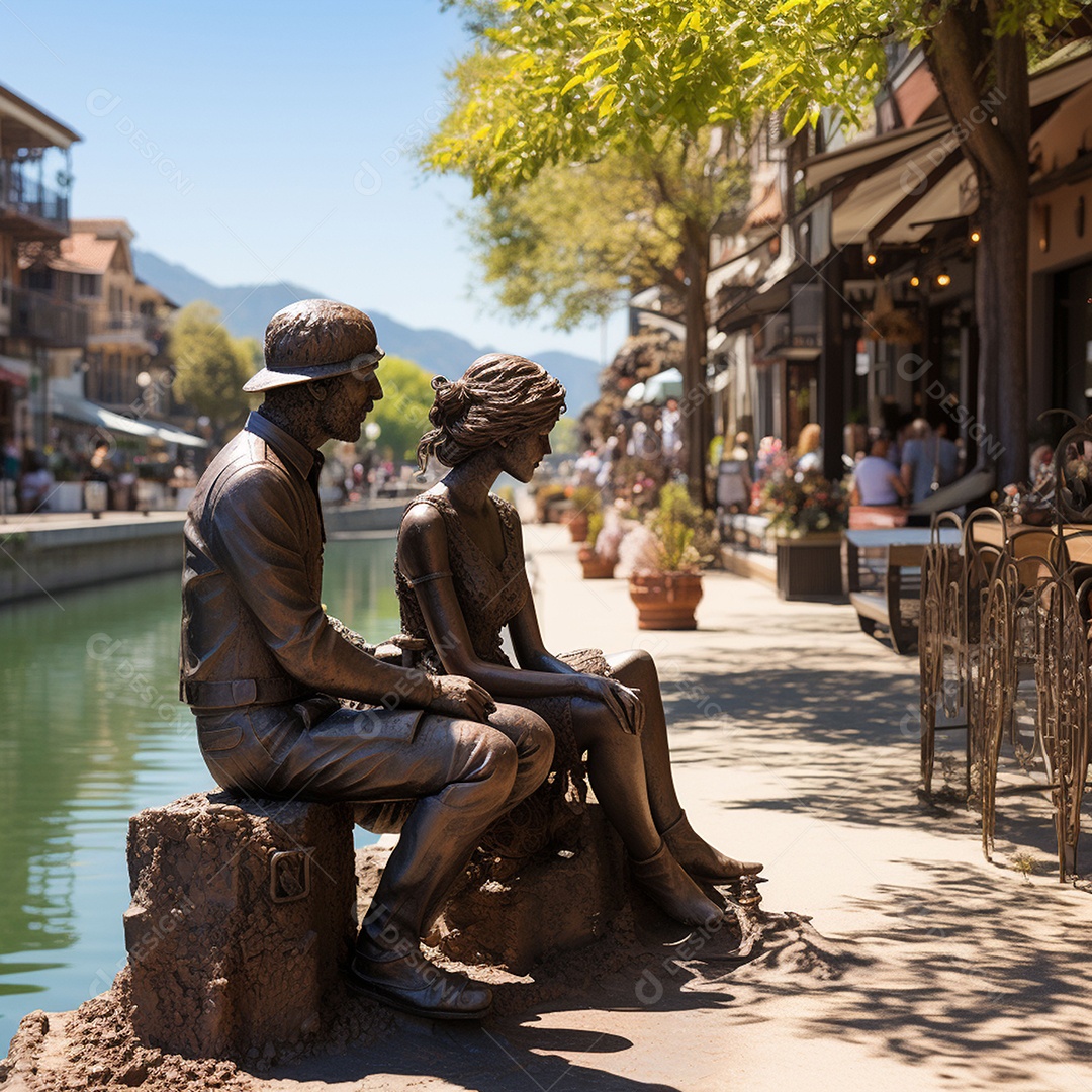 Lindas escultura de um homem e uma mulher