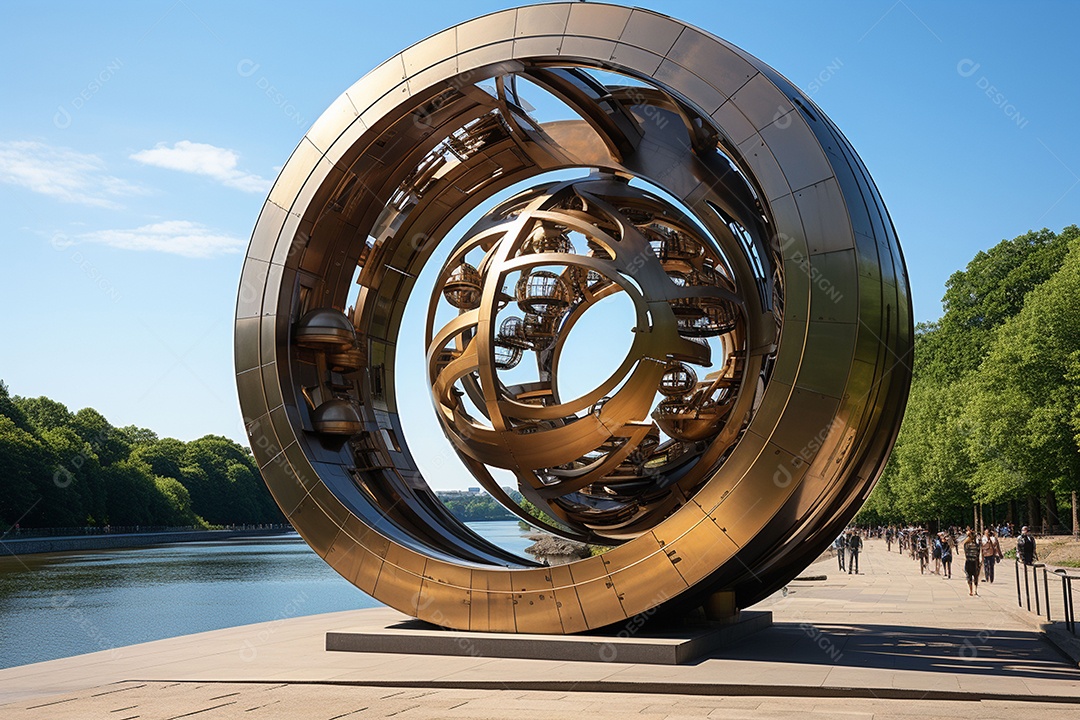 A escultura da unidade de metal