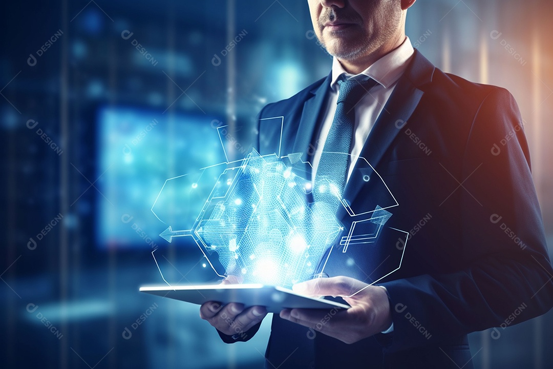 Médico de tecnologia segurando ícone de saúde