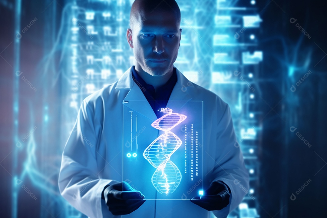 Médico de tecnologia segurando ícone de saúde