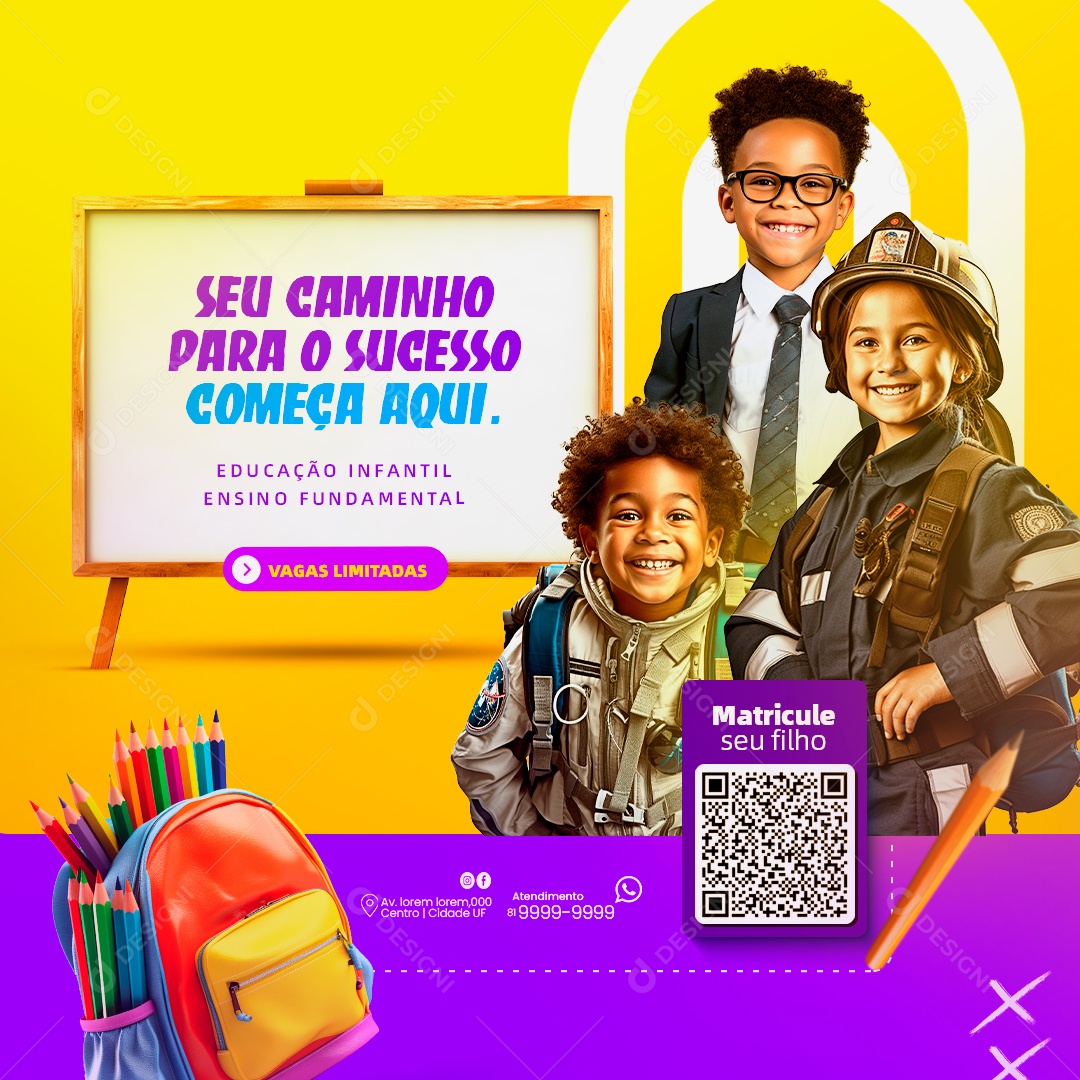 Social Media Seu Caminho Para o Sucesso Começa Aqui Matrículas PSD Editável