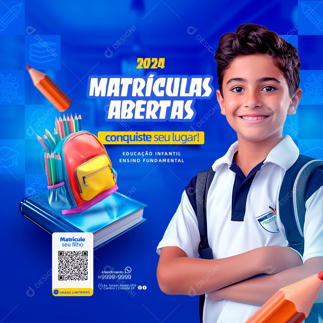 Matrículas Abertas 2024 Social Media PSD Editável