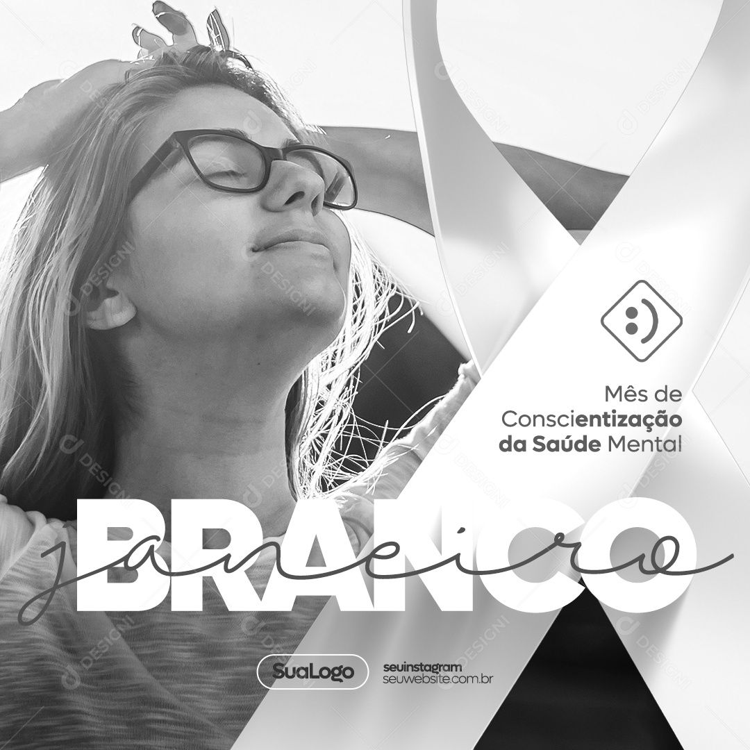 Mês De Conscientização Da Saúde Mental Janeiro Branco Social Media PSD Editável