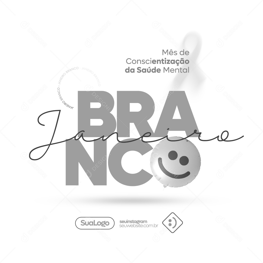 Social Media Janeiro Branco Saúde Mental PSD Editável