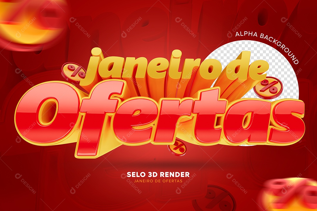 Selo 3D Janeiro De Ofertas Para Composição PSD