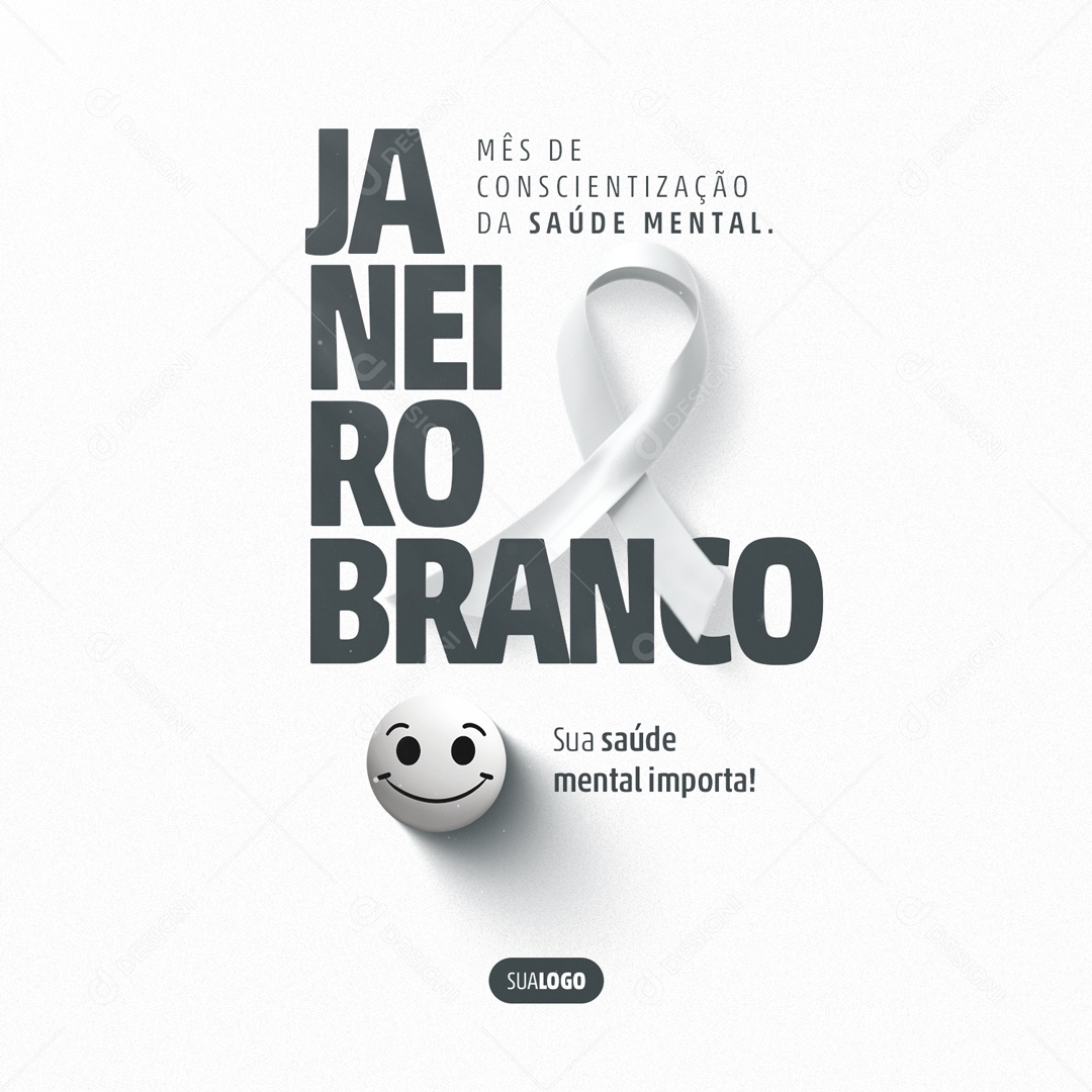 Janeiro Branco sua Saúde Mental Importa Social Media PSD Editável