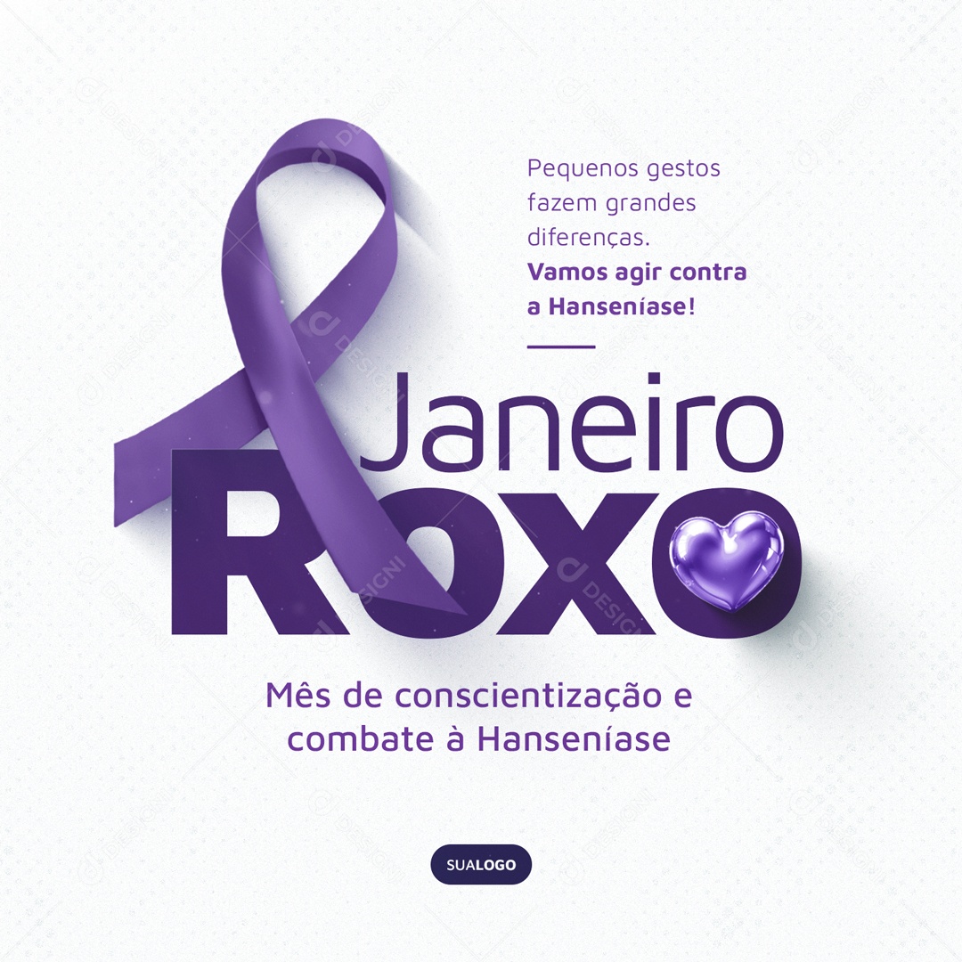 Janeiro Roxo Mês de Conscientização de Combate a Hanseníase Social Media PSD Editável