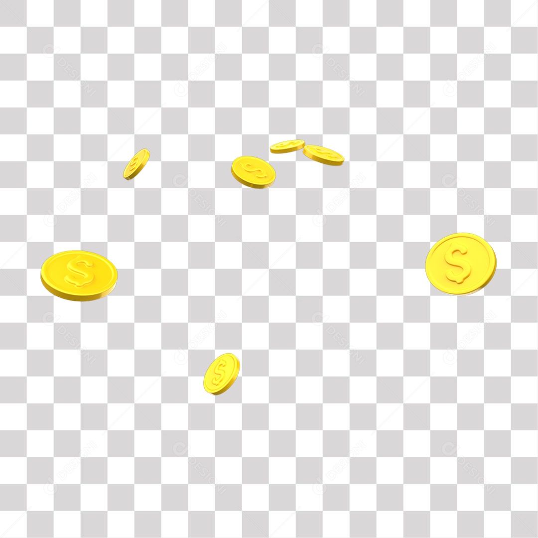 Elemento 3D Conjunto de Moedas para Composição PNG Transparente