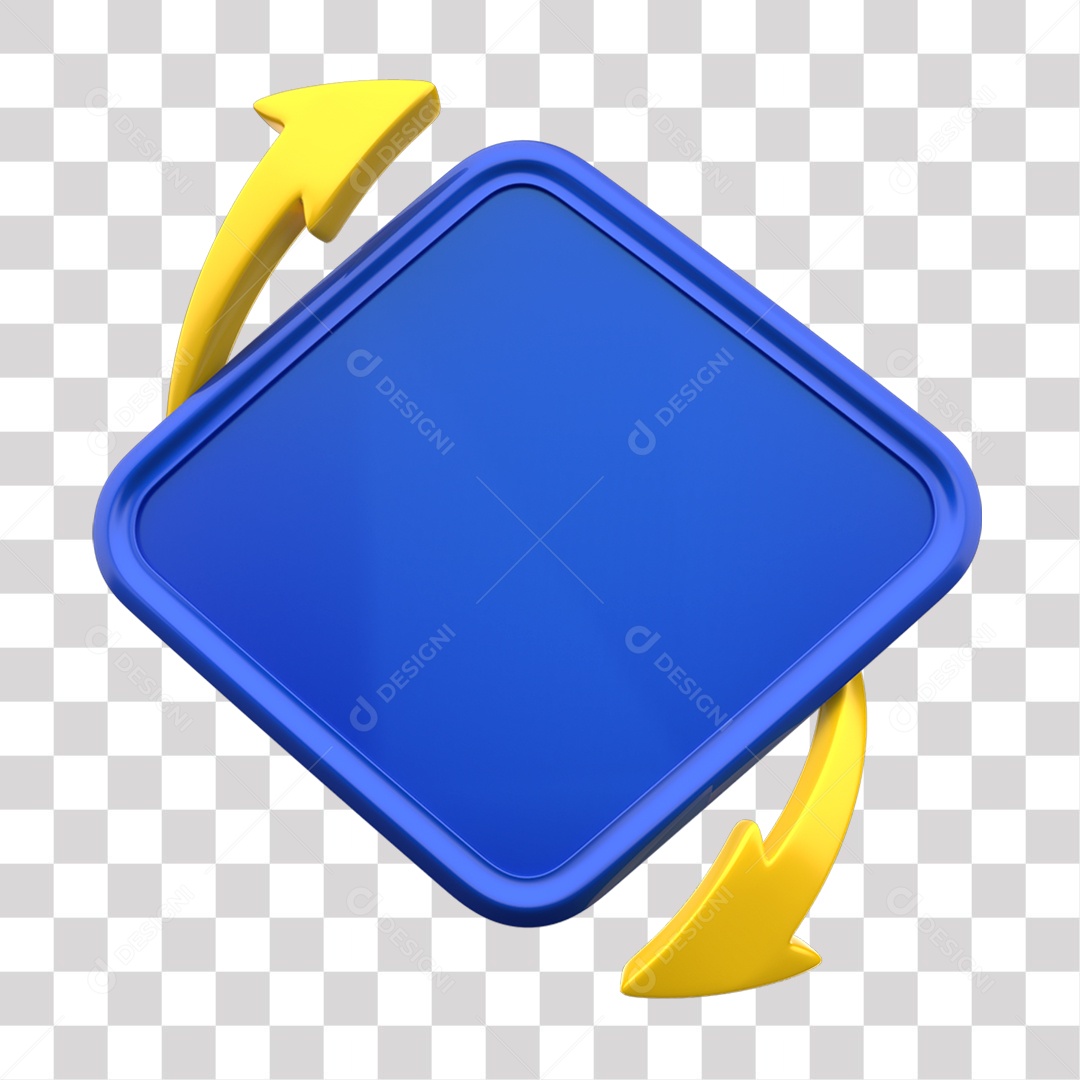 Painel Azul Elemento 3D para Composição PNG Transparente