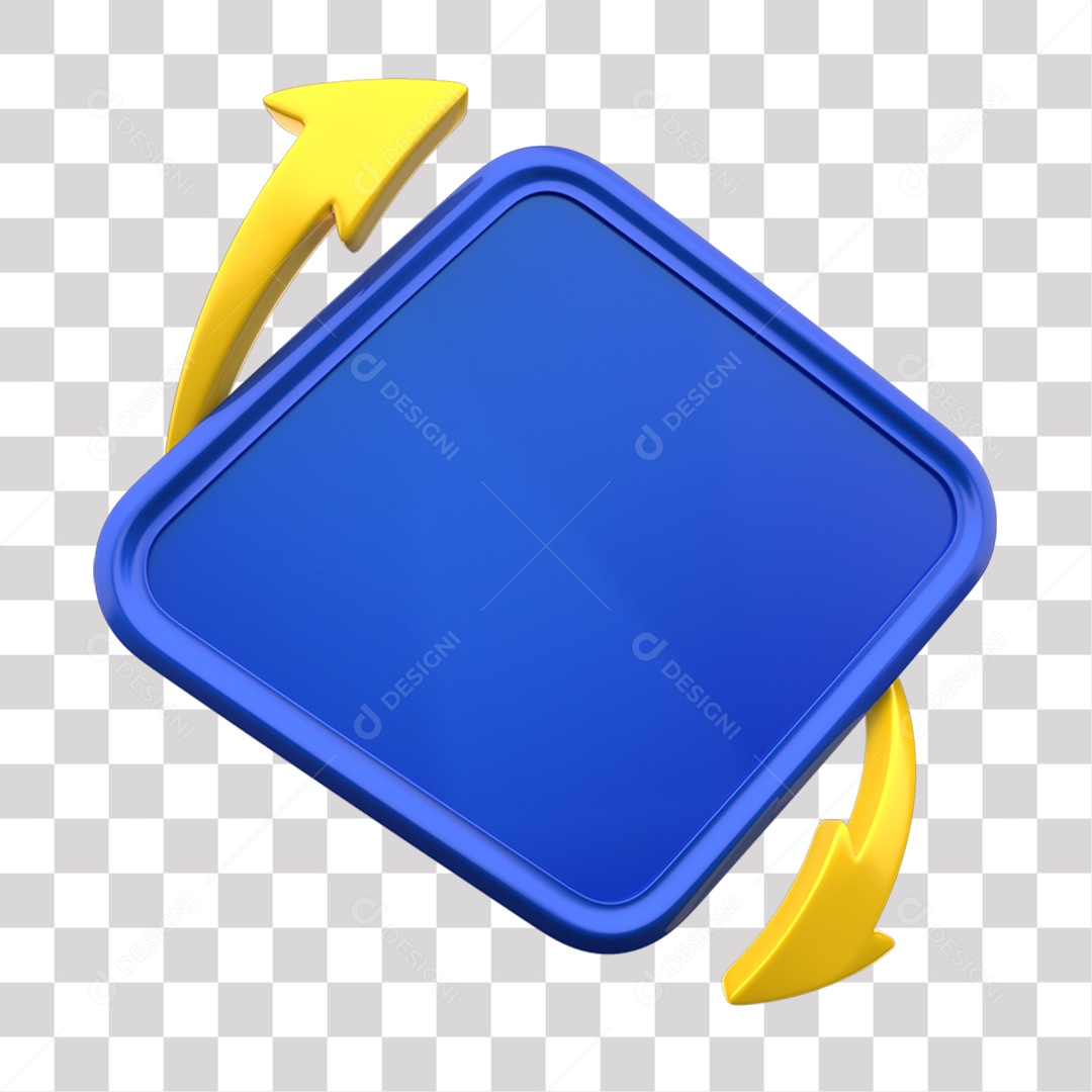 Painel Azul Elemento 3D para Composição PNG Transparente