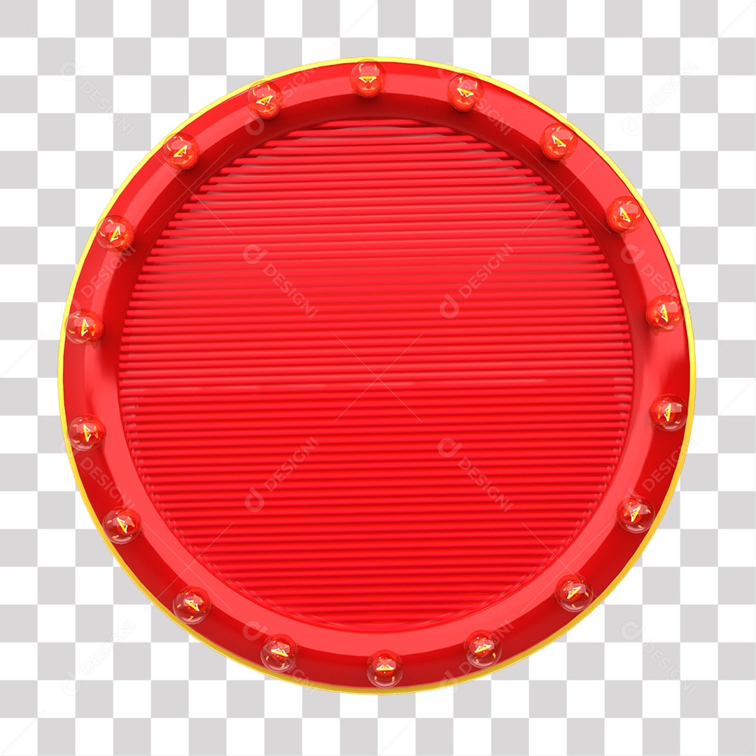 Painel Vermelho Elemento 3D para Composição PNG Transparente