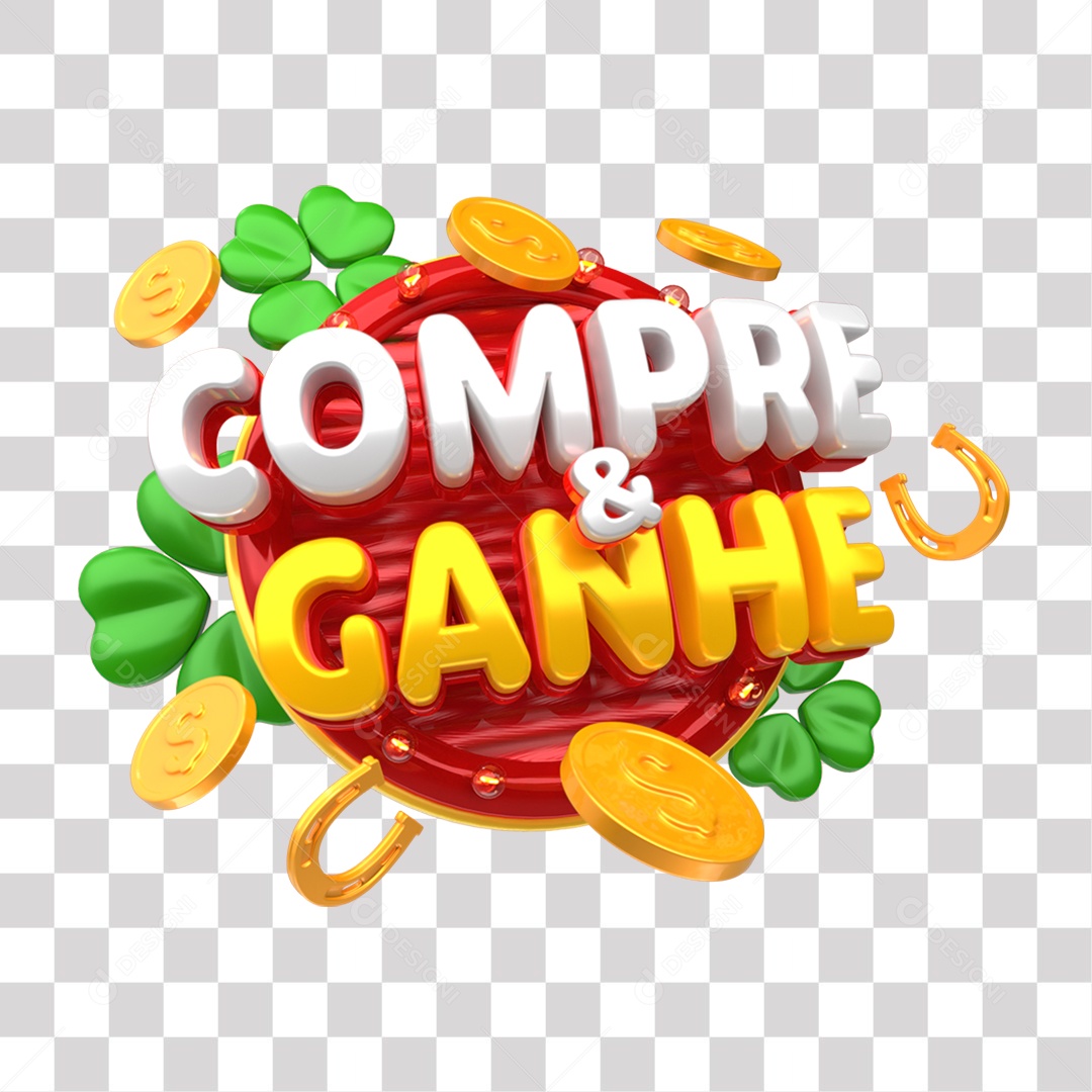 Compre & Ganhe Selo 3D Branco Amarelo e Vermelho para Composição PNG Transparente