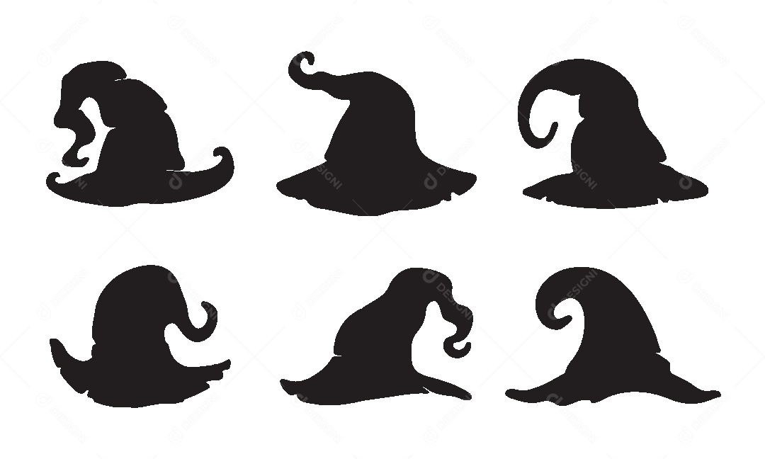 Conjunto de Chapéu de Bruxa Ilustração Vetor EPS