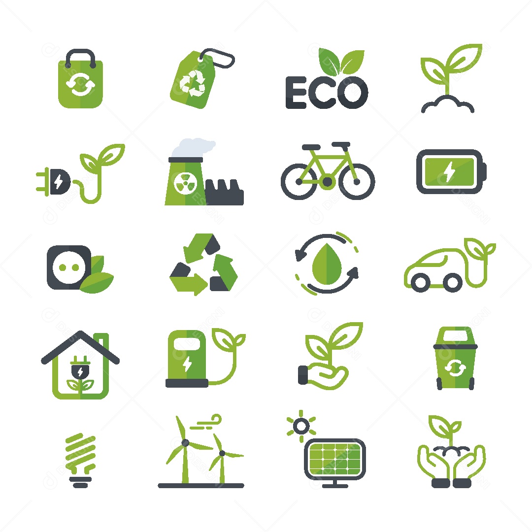 Conjunto de Ícones de Sustentabilidade Ilustração Vetor EPS