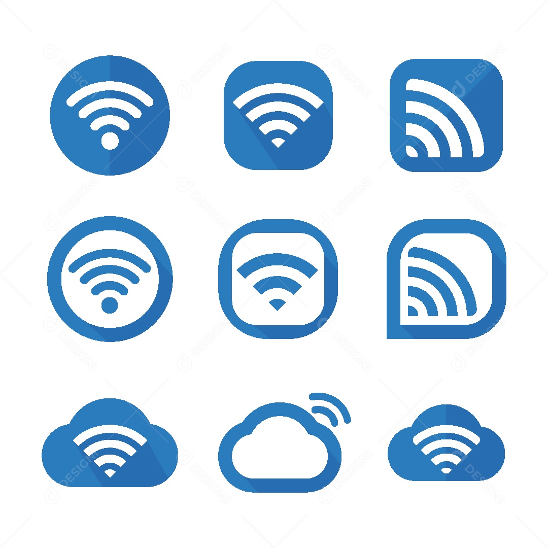 Conjunto de Ícones de Wi-fi Ilustração Vetor EPS